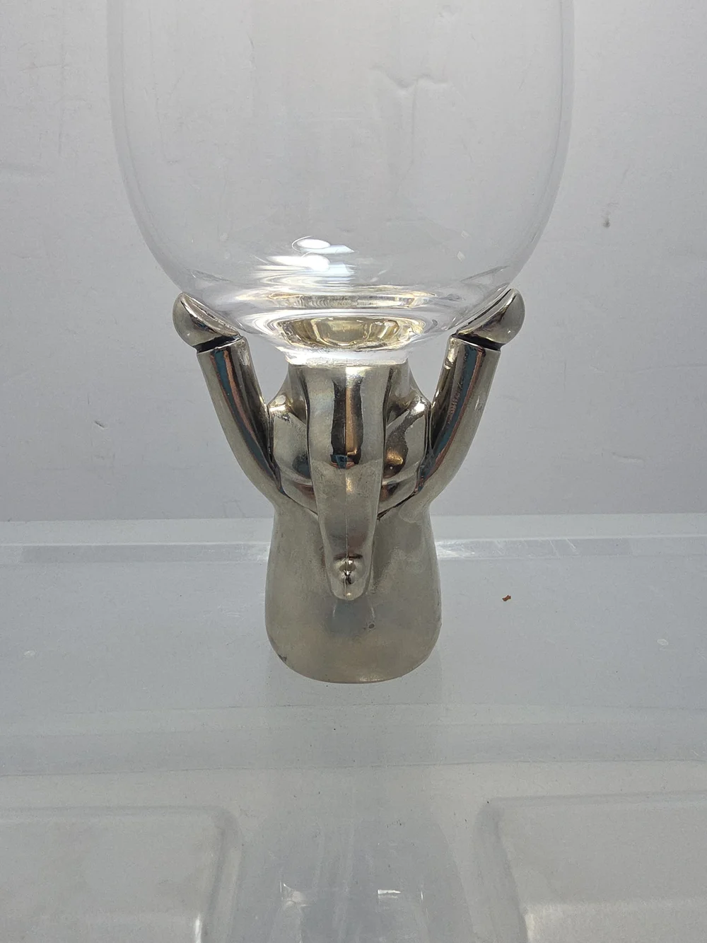 Pottery Barn Gnome Wine Glass 14.5 Oz Zinc Alloy Christmas Holiday Barware